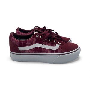 VANS Ward Platform Burgundy Plaid Mix Port VN0A3TLCPRT Old Skool Sneakers W8